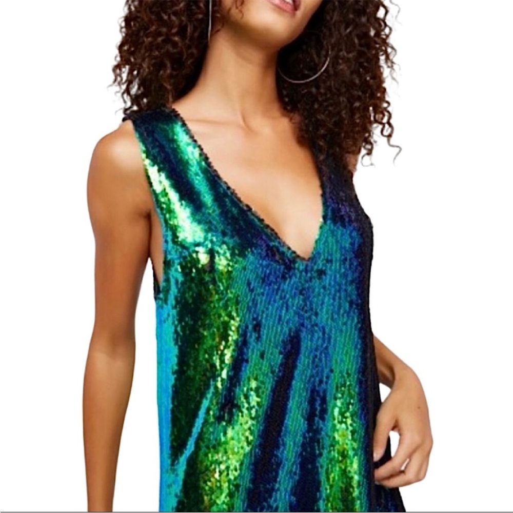 Free people sequin V-neck, mini shift dress - Picture 9 of 10